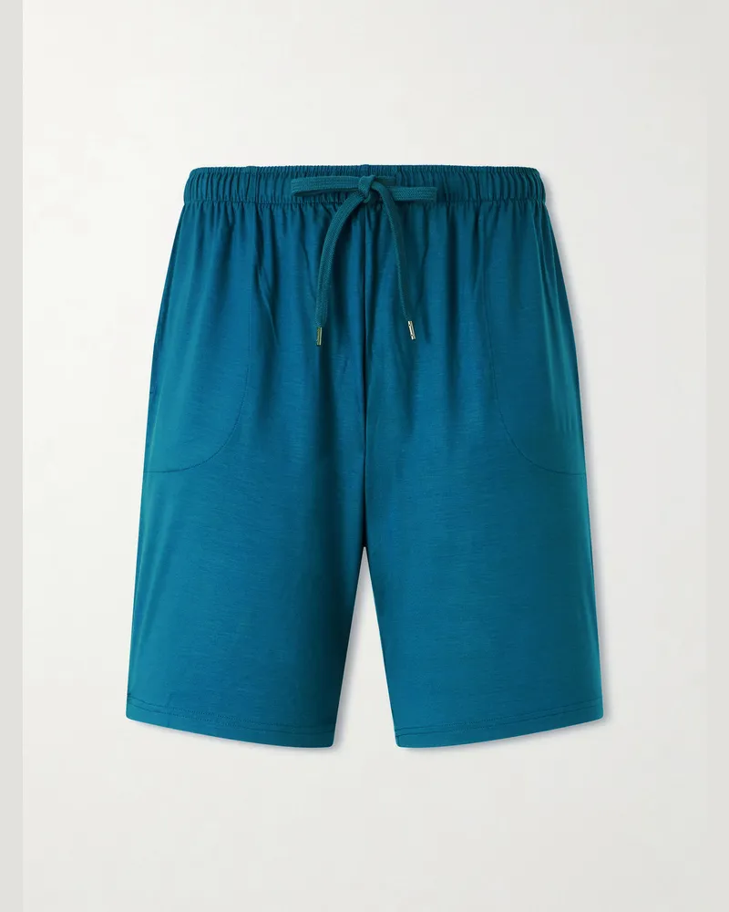 Derek Rose Basel 24 Stretch-Jersey Drawstring Shorts Blue