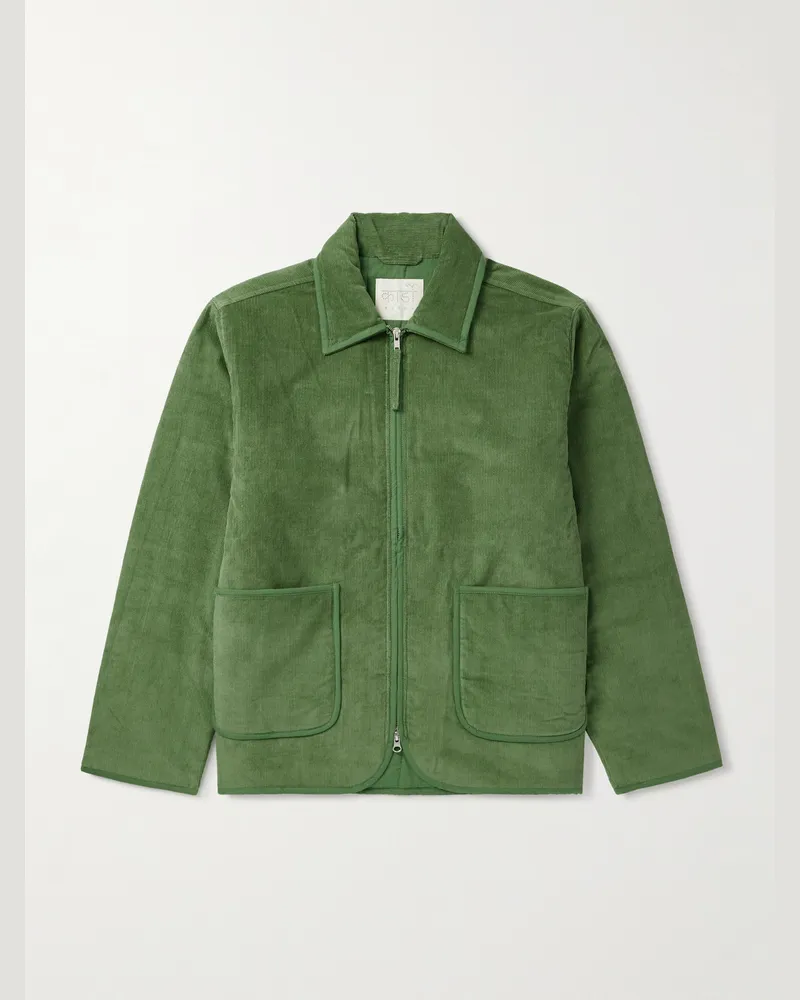 KARDO Paiwand Studio Amardeep Jacke aus Baumwolle mit Fischgratmuster und Stickerei Grün