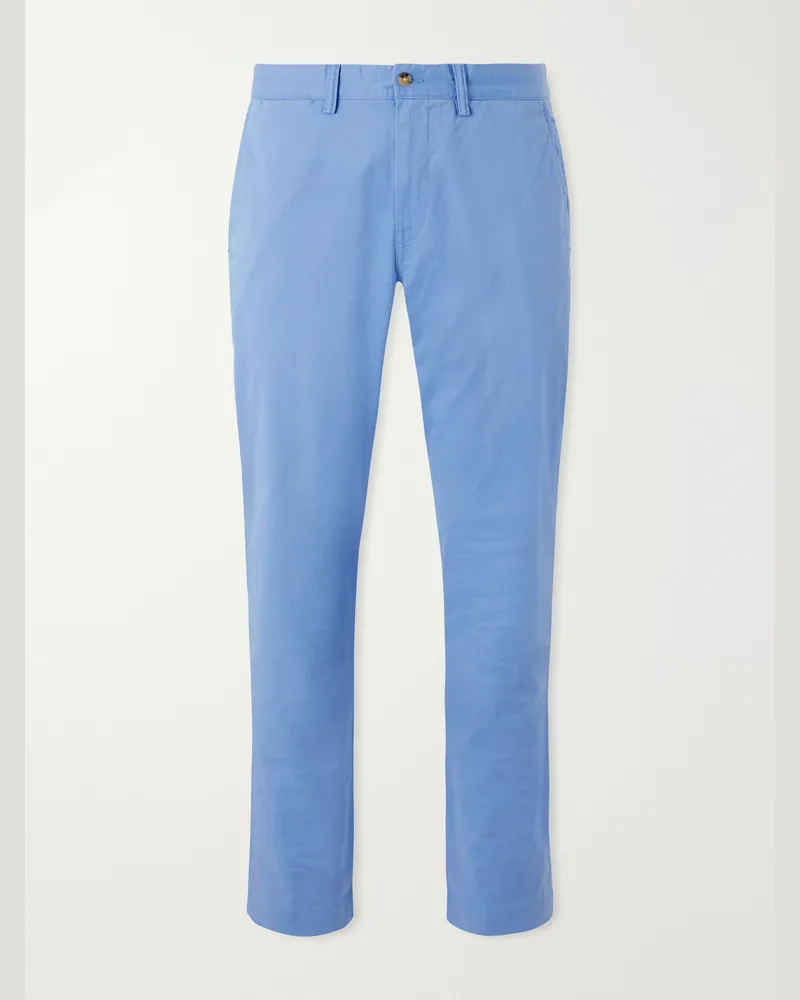 Ralph Lauren Straight-Leg Cotton-Blend Trousers Blue