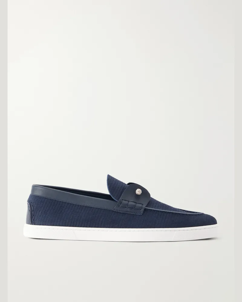 Christian Louboutin Chambeliboat Woven Leather Loafers Blue
