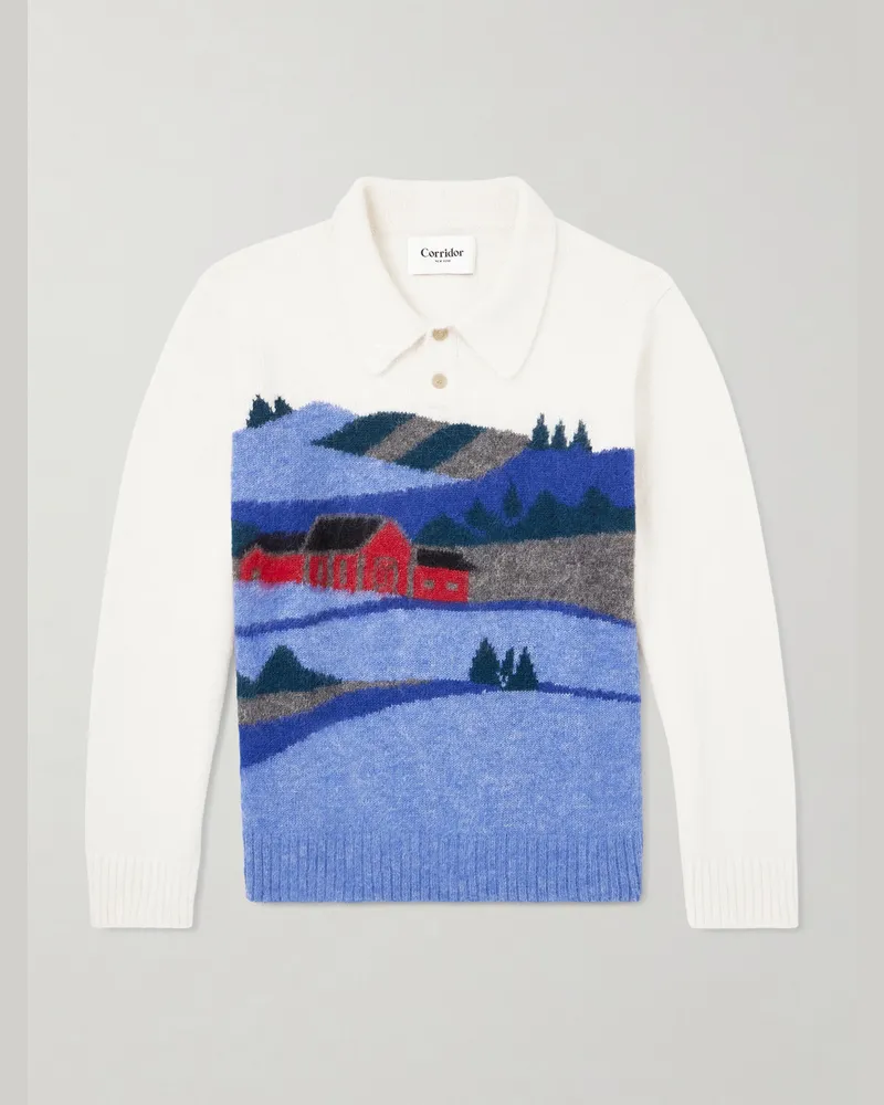 Corridor Hart Pullover aus Jacquard-Strick aus einer Alpakawollmischung mit Polokragen Neutral