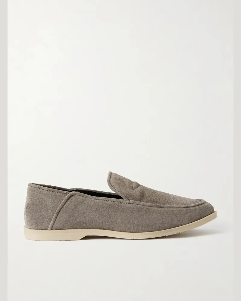 George Cleverley Mayfair II Collapsible-Heel Suede Loafers Brown