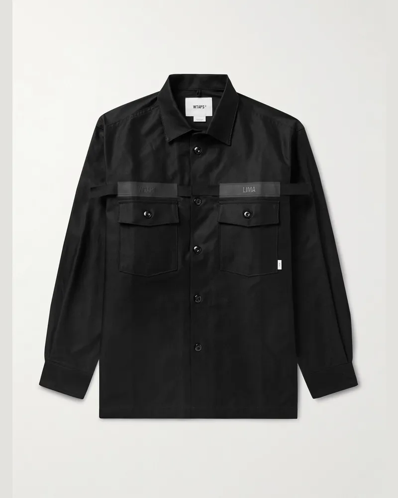 WTAPS Hemdjacke aus Baumwolle mit Logostickerei und Webband Schwarz