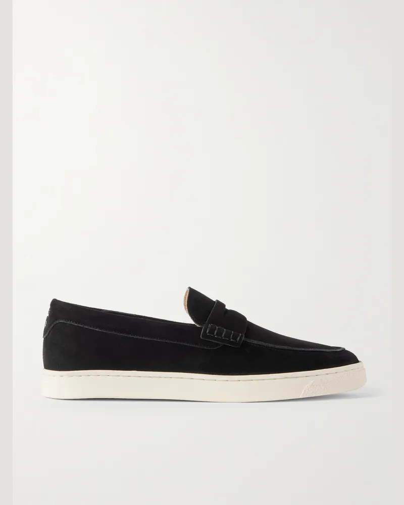 Brunello Cucinelli Pennyloafers aus Veloursleder Schwarz