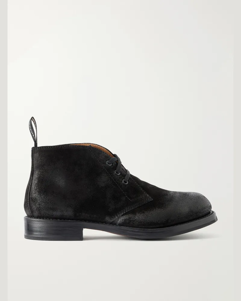 Grenson  Rory Burnished-Suede Lace-Up Boots Black