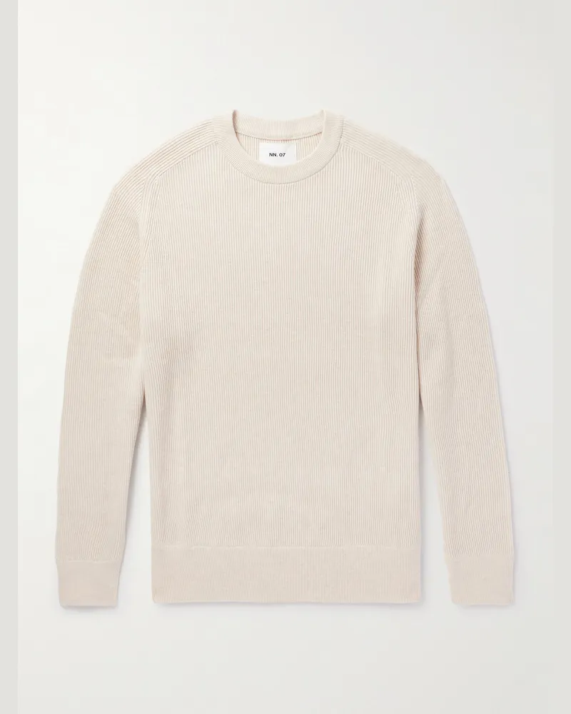 NN 07 Kevin 6600 Pullover aus Biobaumwolle in Rippstrick Neutral