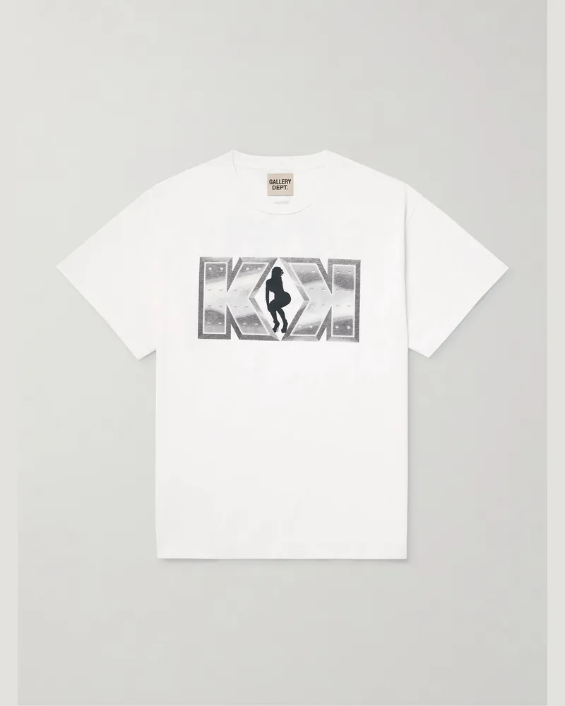 GALLERY DEPT. Funky Ass Records Glittered Printed Cotton-Jersey T-Shirt White