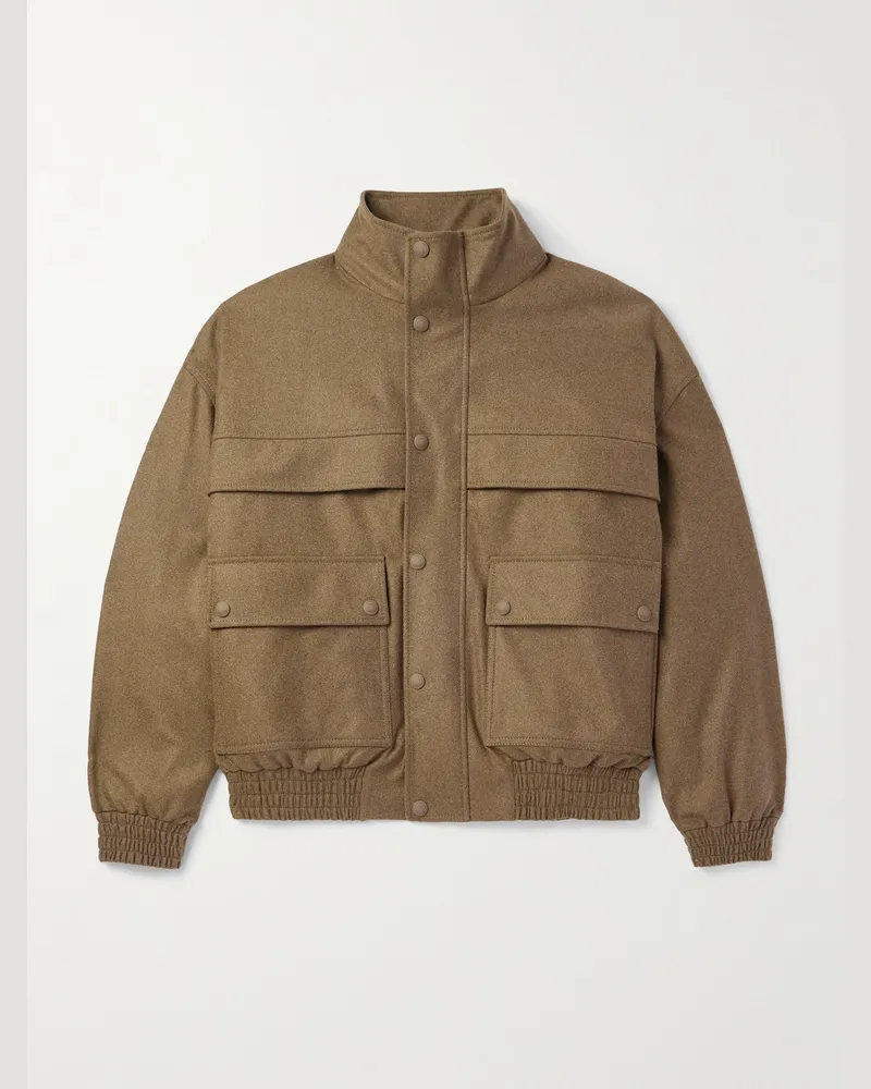 Loro Piana Tristar Bomberjacke aus Flanell aus einer Woll-Kaschmirmischung Braun