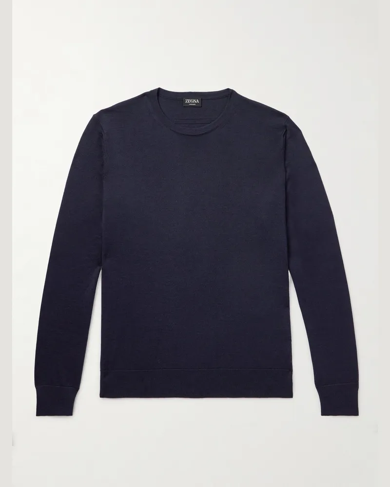 Ermenegildo Zegna Pullover aus einer Kaschmir-Seidenmischung Blau