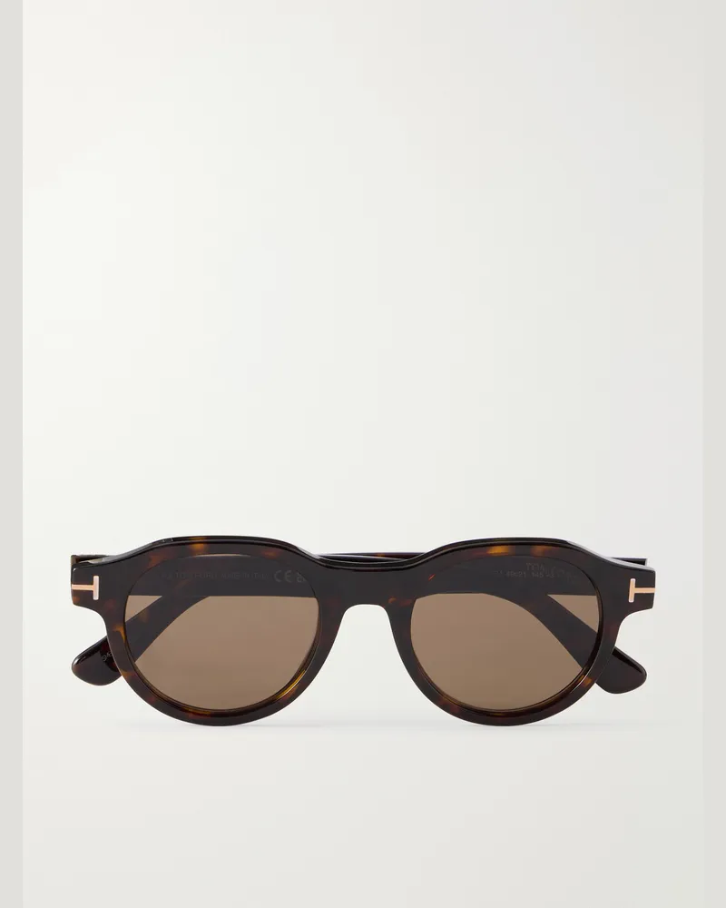 Tom Ford Round-Frame Tortoiseshell Acetate Sunglasses Black