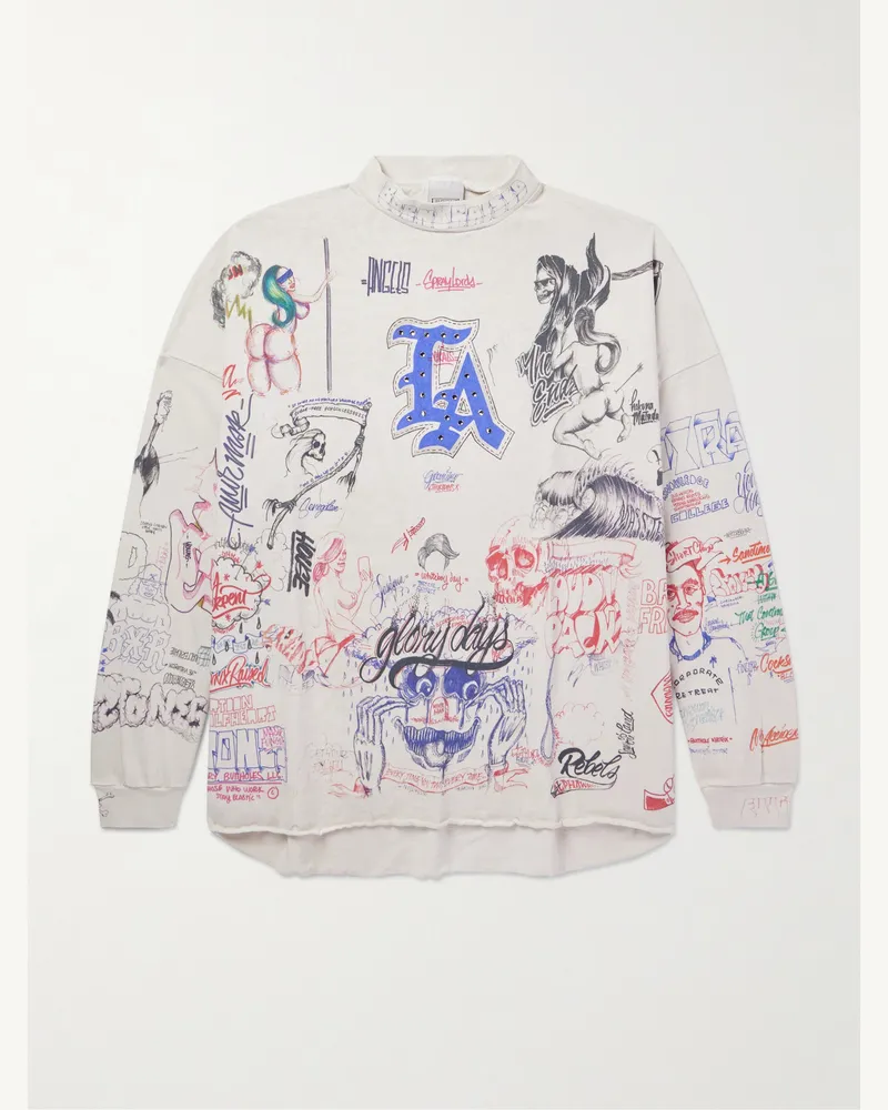SAINT MXXXXXX Born X Raised Sweatshirt aus bedrucktem Baumwoll-Jersey mit Verzierungen Neutral