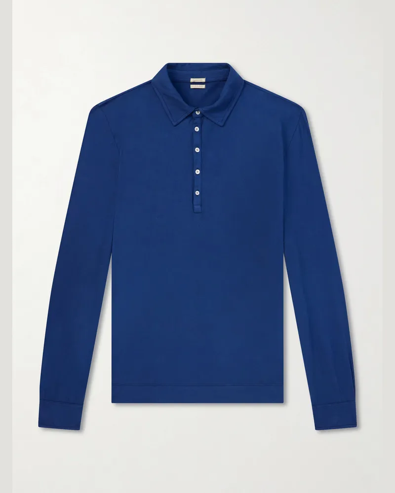 Massimo Alba Raya Linen and Cotton-Blend Polo Shirt Blue