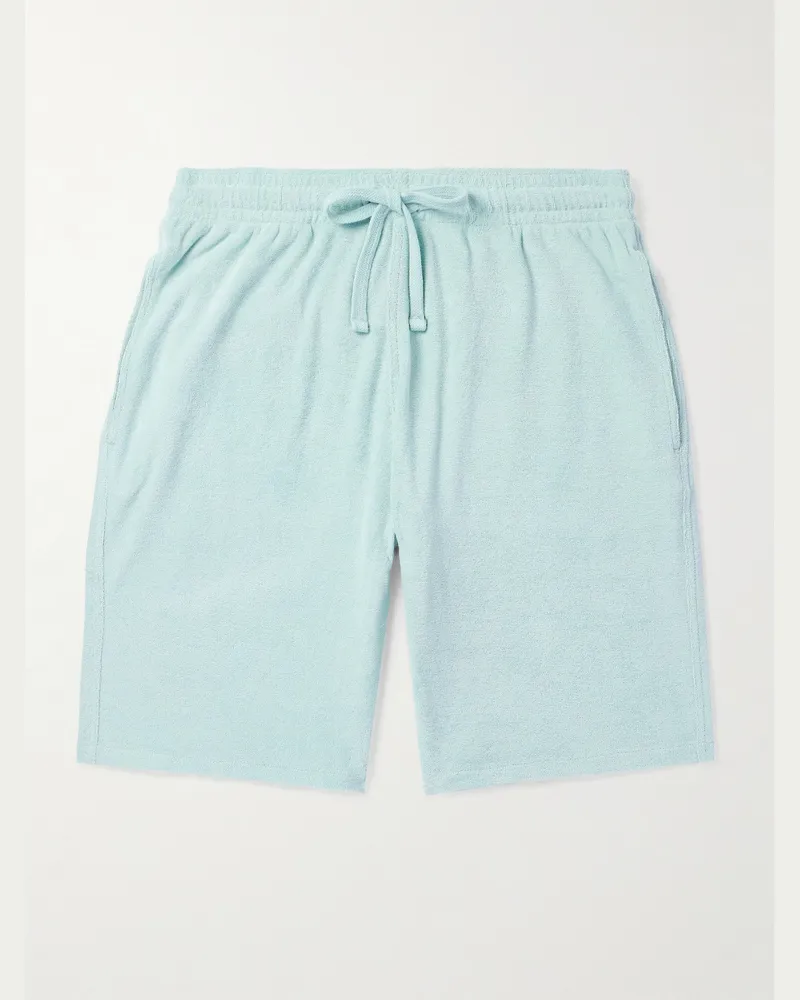 Vilebrequin Bolide Straight-Leg Organic Cotton-Blend Terry Drawstring Shorts Blue