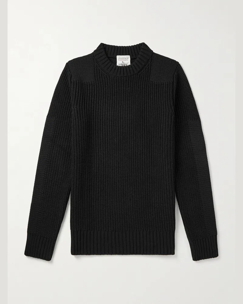 S.N.S Herning Robust schmal geschnittener Pullover aus Merinowolle in Rippstrick Schwarz