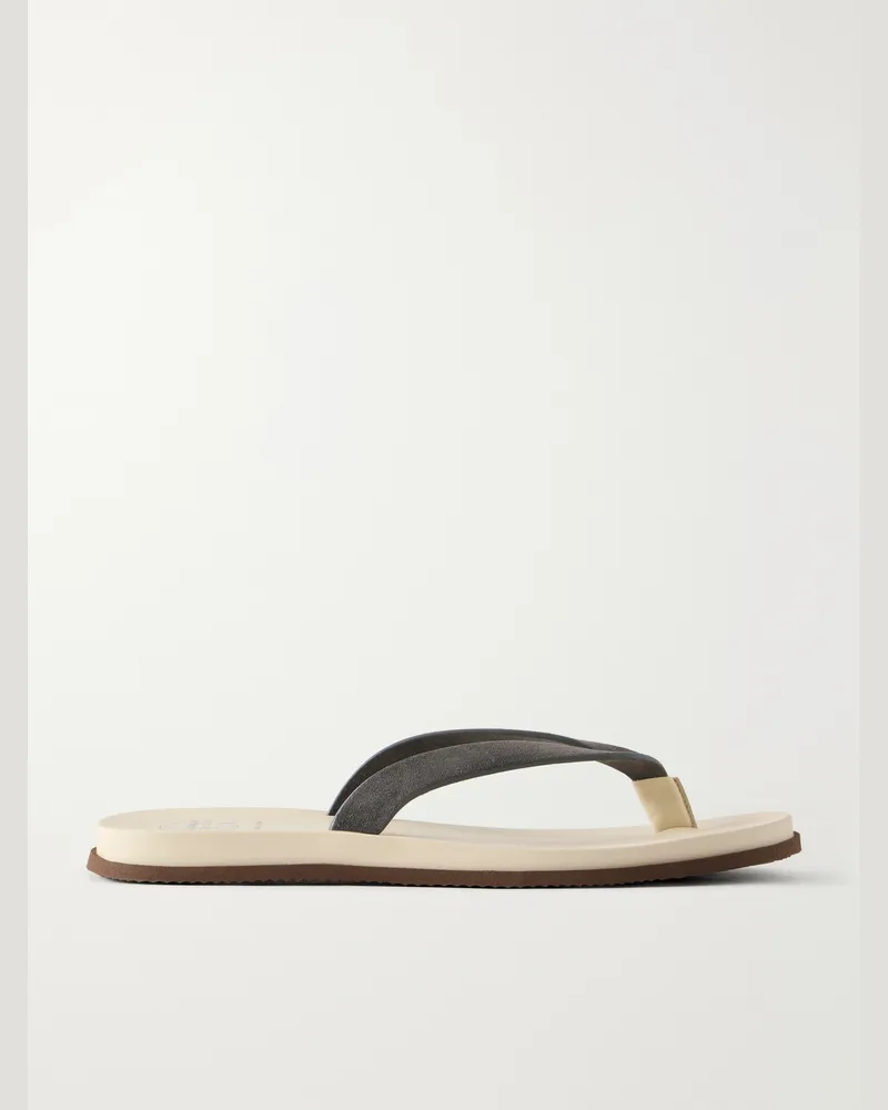 Brunello Cucinelli Suede Flip Flops Gray