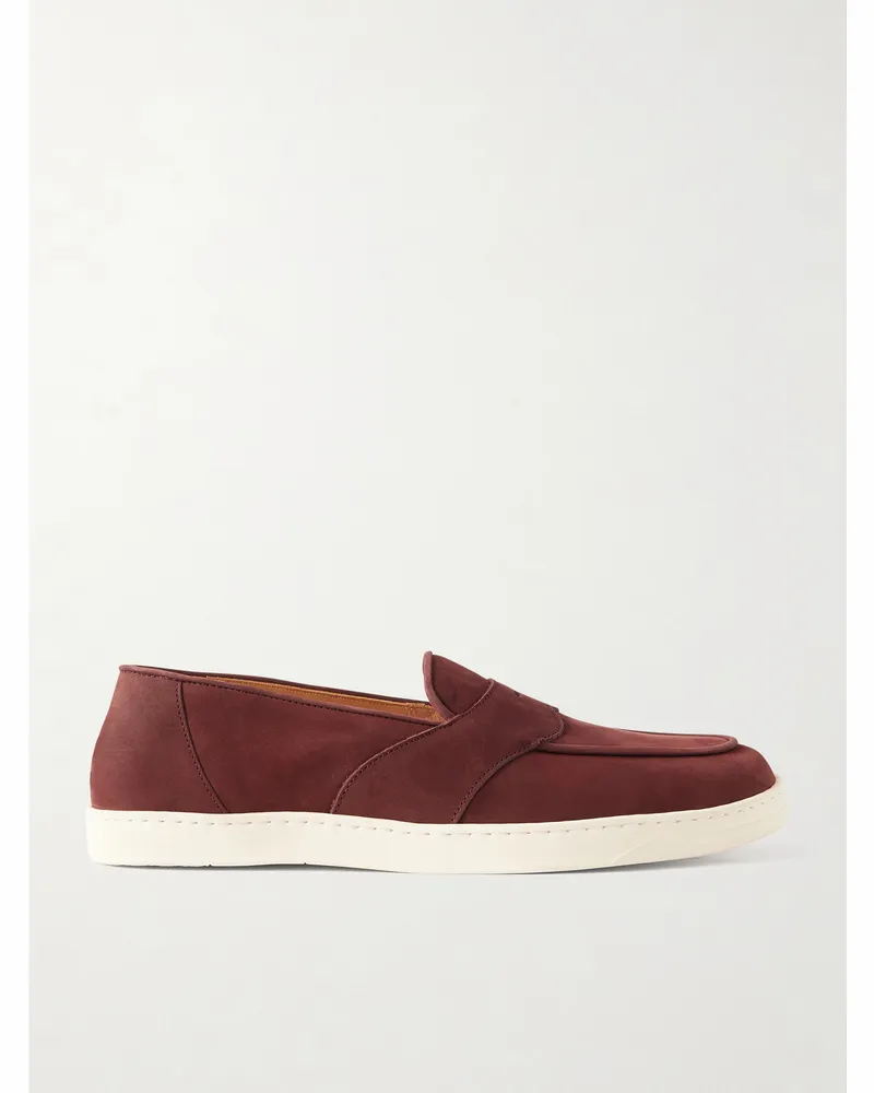 George Cleverley Joey Nubuck Penny Loafers Brown