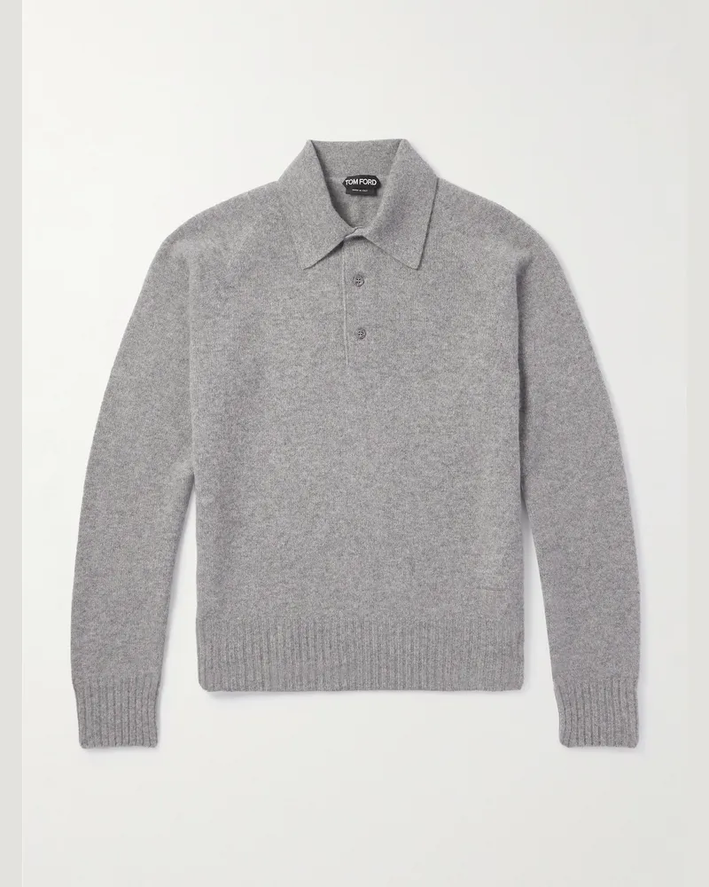 Tom Ford Pullover aus gebürstetem Kaschmir mit Polokragen Grau