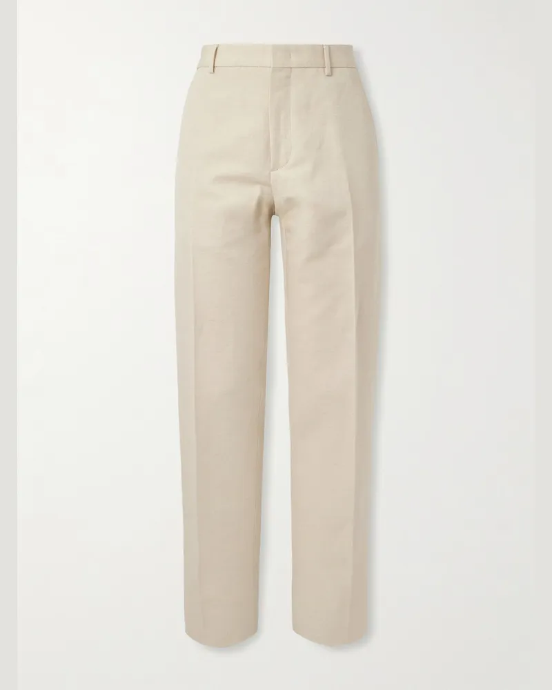 Loro Piana Cedric schmal zulaufende Hose aus Canvas aus einer Baumwoll-Leinenmischung Neutral