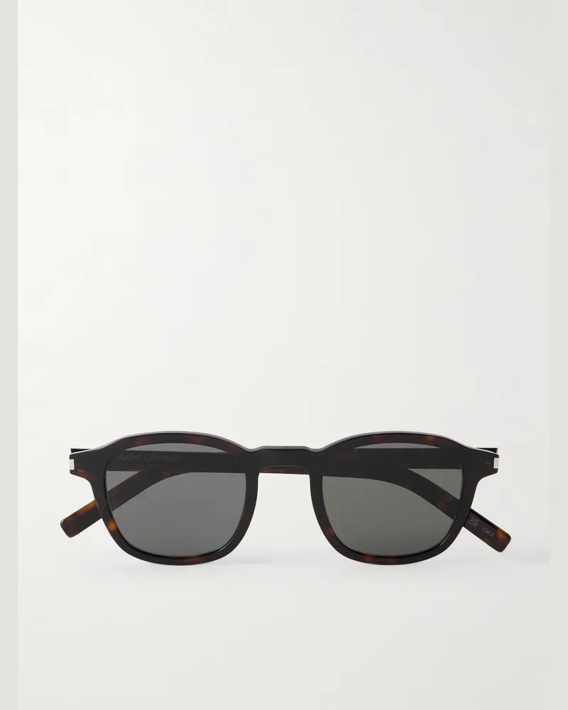 Saint Laurent Sonnenbrille mit rundem Rahmen aus Azetat in Schildpattoptik Horn