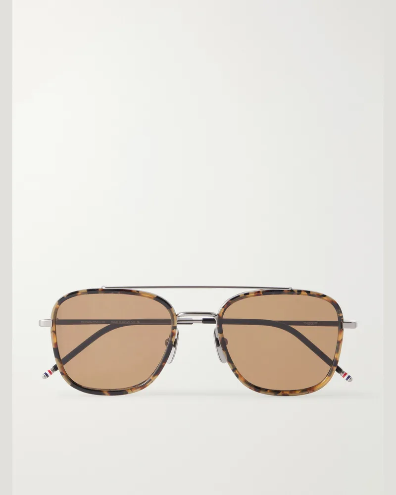 Thom Browne Aviator-Style Gold-Tone Titanium Sunglasses Silver