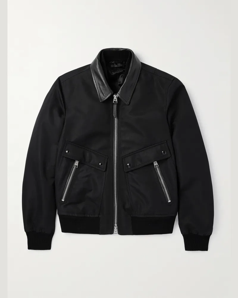 Tom Ford Bomberjacke aus beschichtetem Baumwoll-Canvas Schwarz