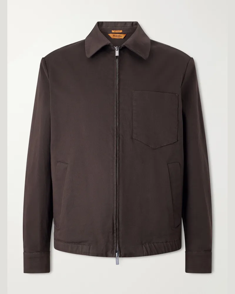 BARENA Cotton-Blend Gabardine Blouson Jacket Brown