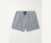 Gerade geschnittene mittellange Shorts aus gestreiftem Seersucker