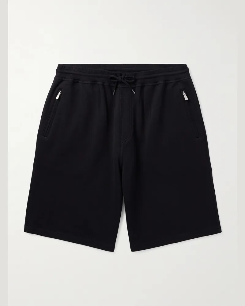Brunello Cucinelli Gerade geschnittene Shorts aus Jersey aus einer Baumwollmischung mit Kordelzugbund Schwarz