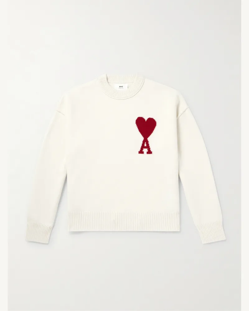 AMI Paris Pullover aus Schurwolle mit Intarsienlogomotiv Neutral