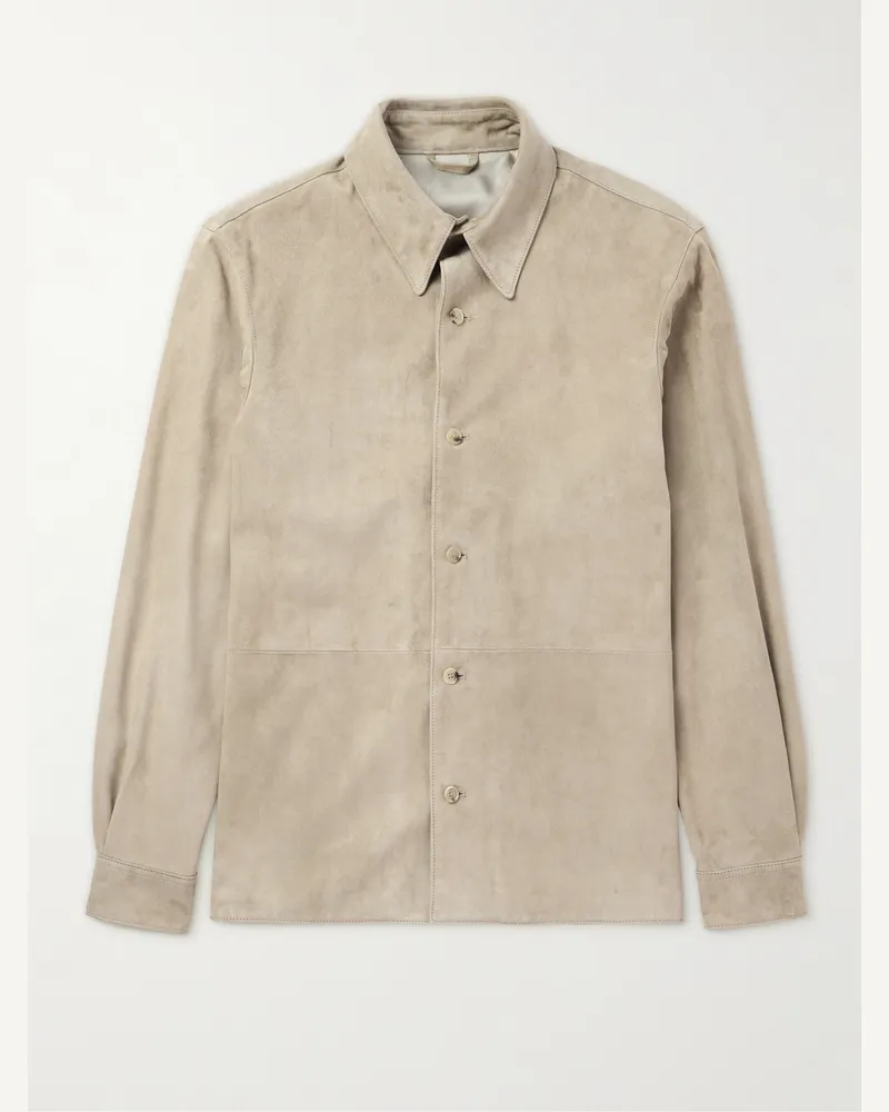 SAMAN AMEL Hemdjacke aus Veloursleder Neutral
