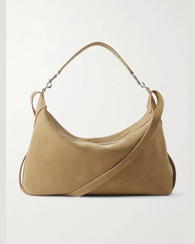 Celine Romy Large Textured-Nubuck Messenger Bag Brown