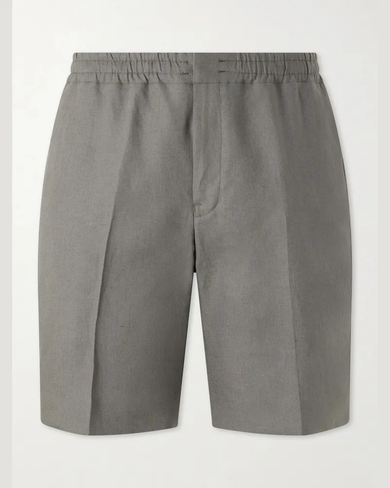 Ermenegildo Zegna Oasi Straight-Leg Linen Drawstring Shorts Gray