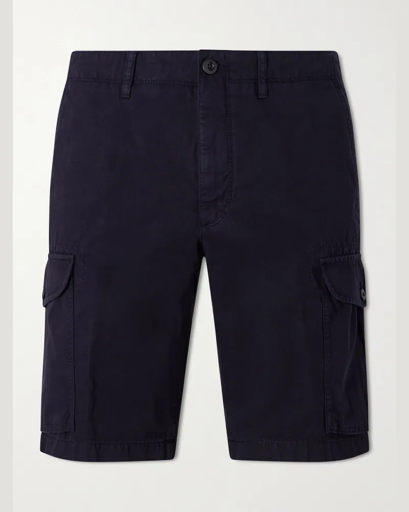 Slowear Straight-Leg Cotton and Linen-Blend Shorts Blue