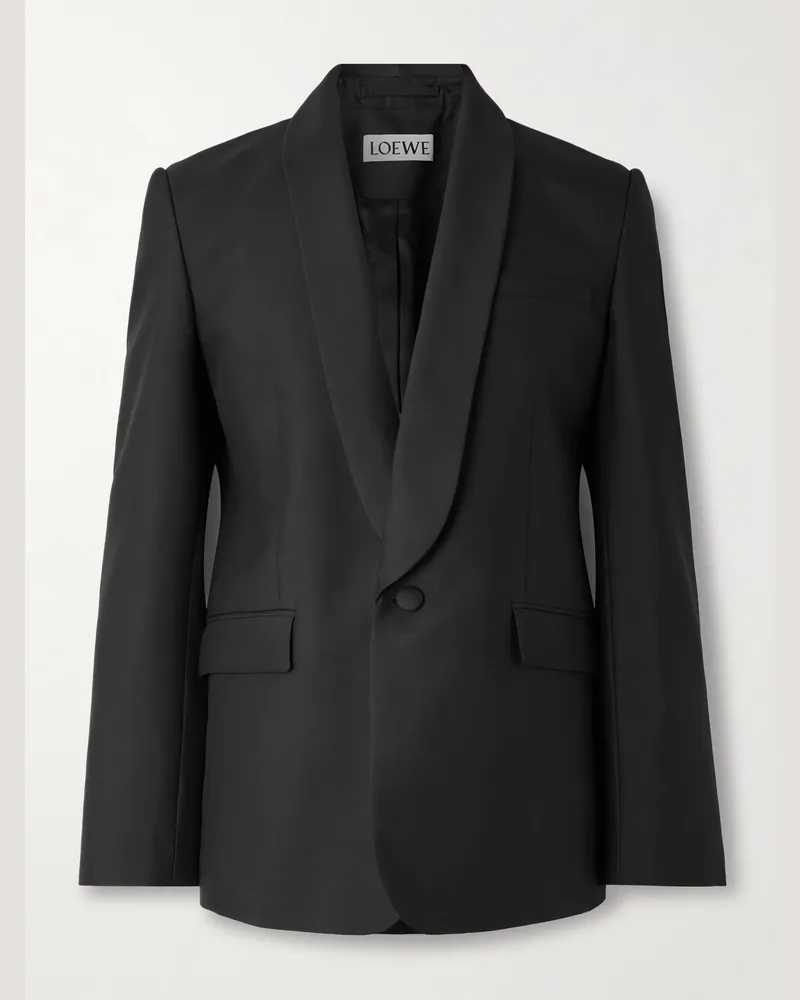 Loewe Schmal geschnittene Smokingjacke aus einer Woll-Seidenmischung mit Schalkragen Schwarz