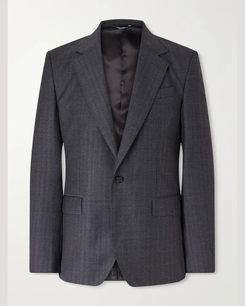 Dolce & Gabbana Pinstriped Virgin Wool Blazer Gray