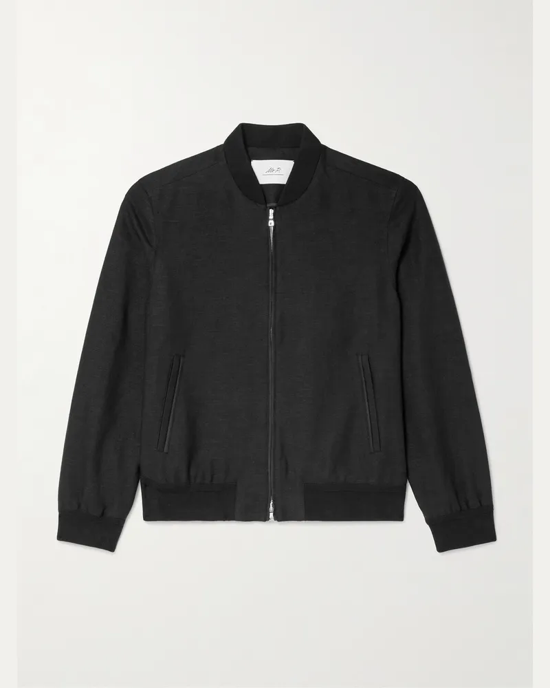 MR P. Linen and Cotton-Blend Bomber Jacket Black