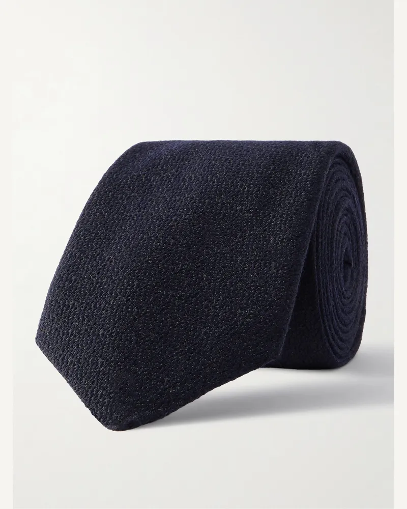 Canali Krawatte aus einer Schurwoll-Seidenmischung, 8 cm Blau