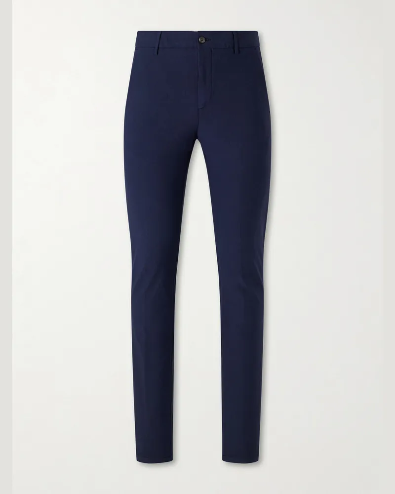 Eleventy Straight-Leg Cotton-Blend Twill Chino Blue