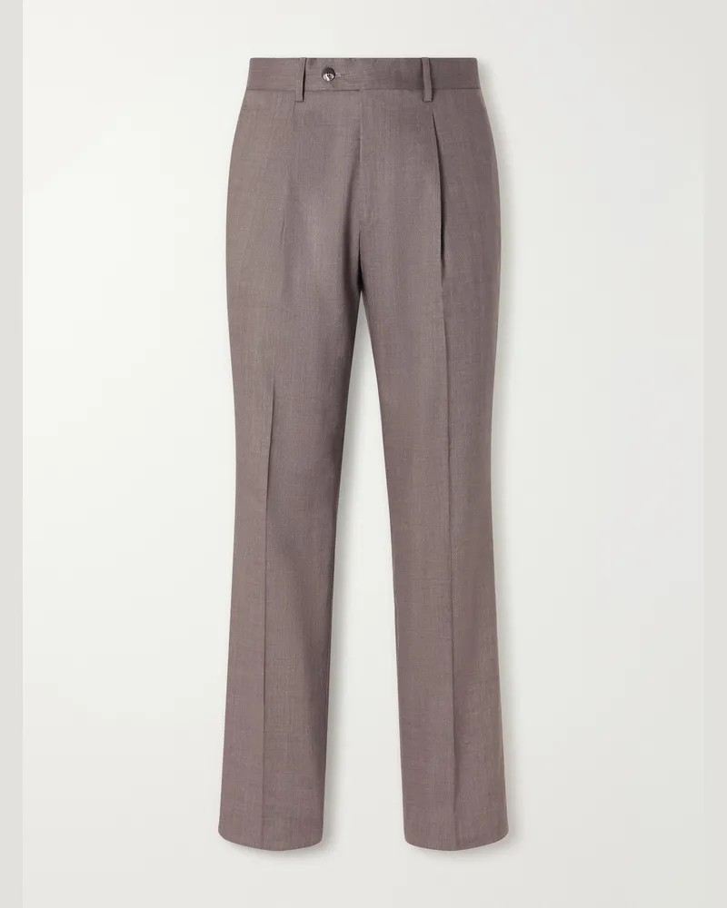 Frescobol Carioca Affonso 2.0 Straight-Leg Linen and Wool-Blend Trousers Neutrals