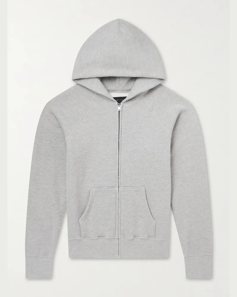 LES TIEN Cotton-Jersey Zip-Up Hoodie Gray