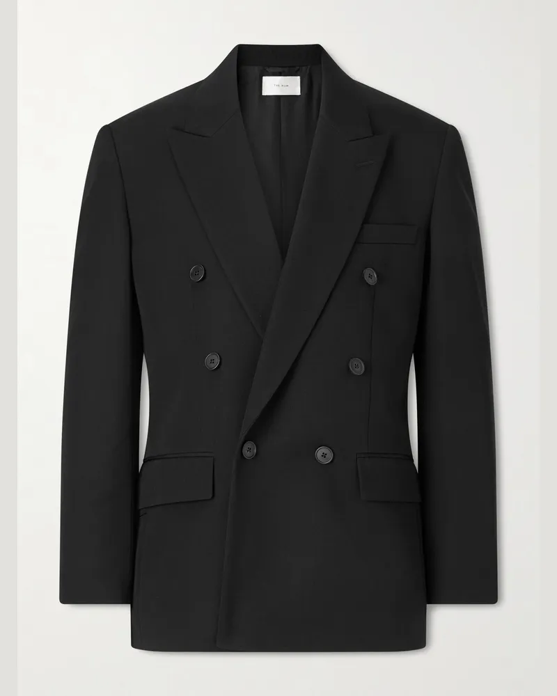 The Row Perin doppelreihiges Sakko aus Wollgabardine Schwarz