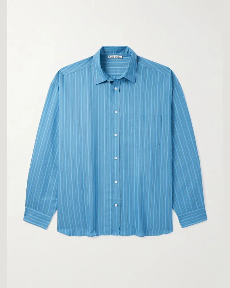 Acne Studios Soffia gestreiftes Oversized-Hemd aus einer Lyocell-Mischung Blau