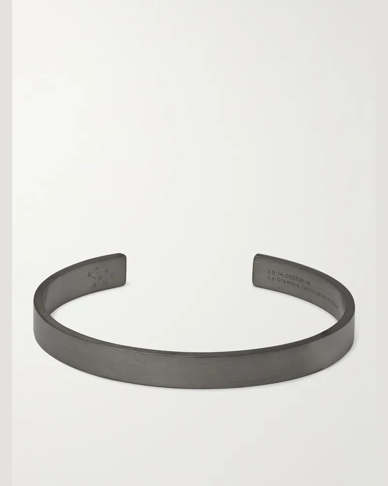 Le Gramme Le 21 Brushed Ruthenium-Plated Sterling Silver Cuff Black