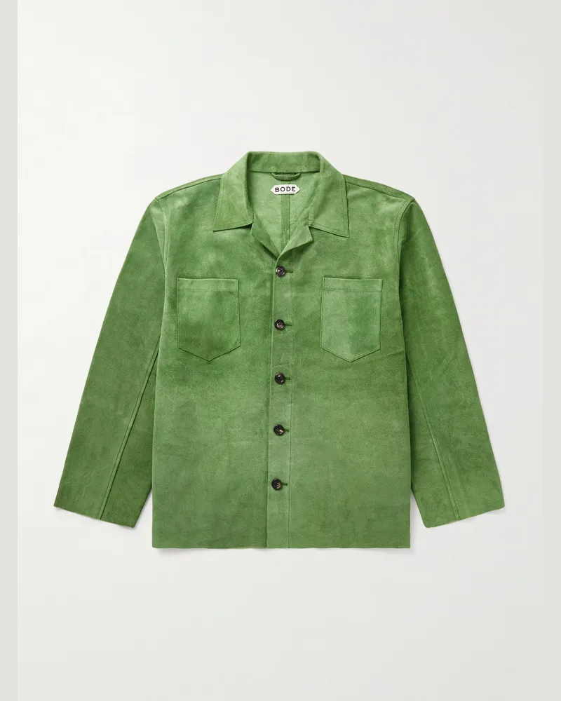 BODE Hemdjacke aus Veloursleder Grün