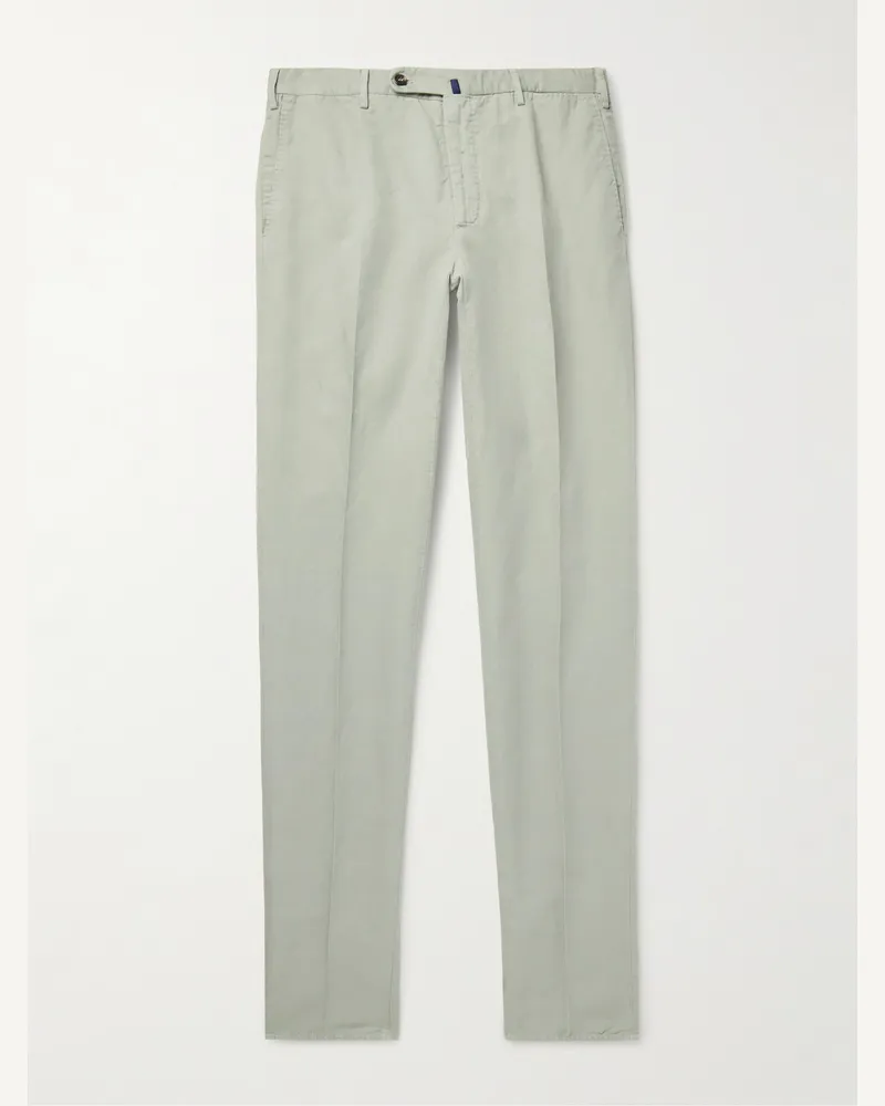 Incotex Venezia 1951 schmal geschnittene Hose aus „Chinolino“-Material in Stückfärbung Grün