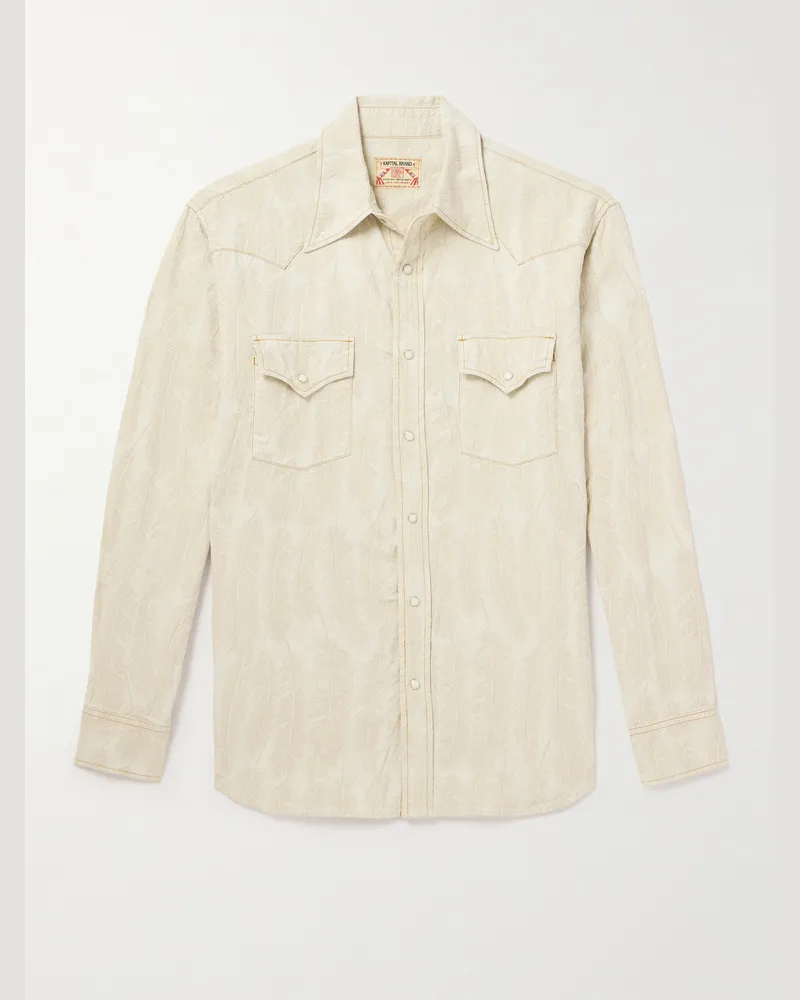 KAPITAL Magpie Western-Hemd aus Denim mit Jacquard-Muster in Distressed-Optik Neutral