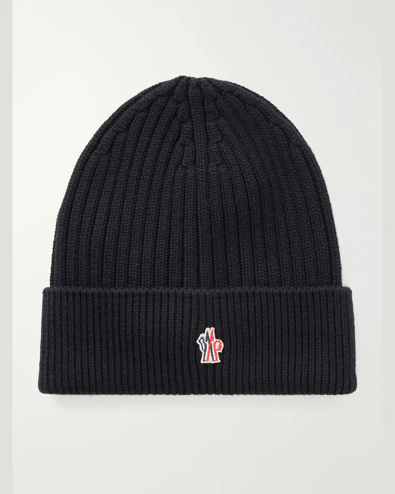 Moncler Logo-Embroidered Virgin Wool Beanie Black