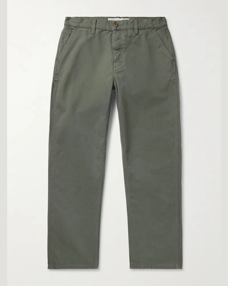 Nudie Jeans Tuff Tony gerade geschnittene Hose aus Biobaumwoll-Canvas Grün
