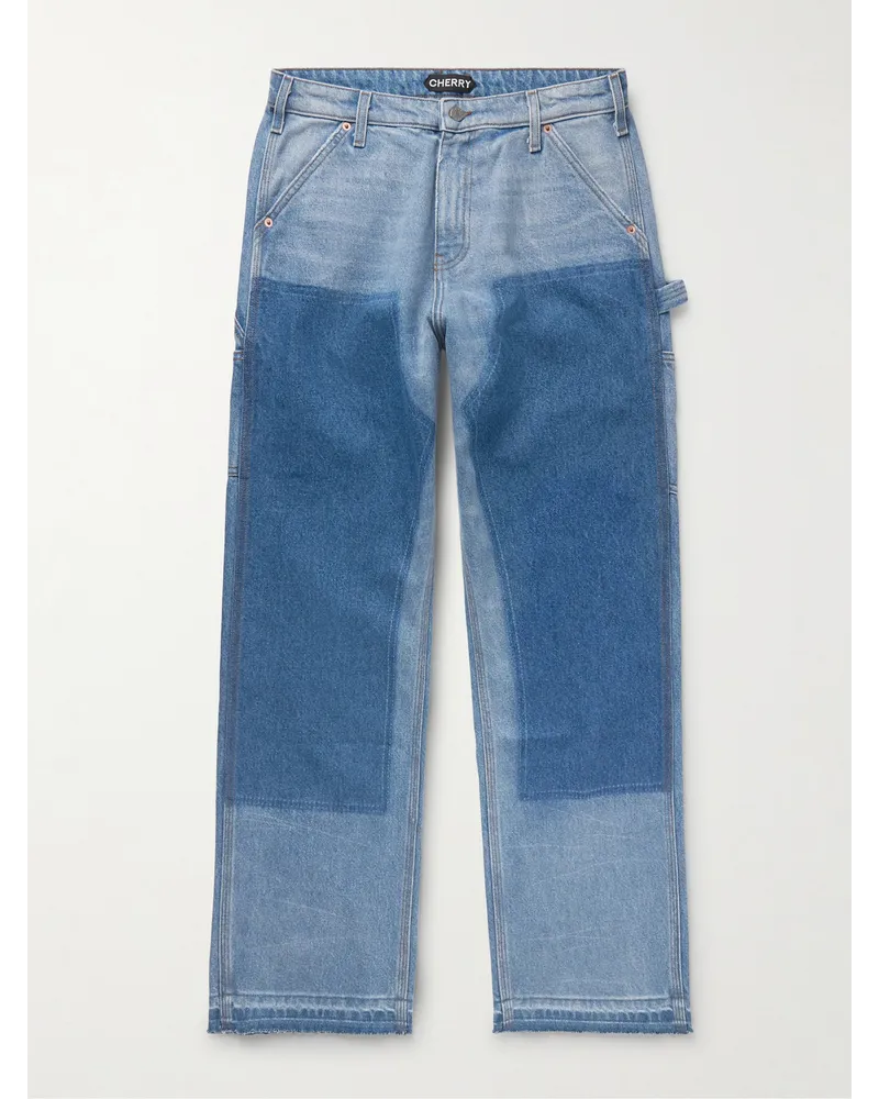 Cherry Los Angeles Gerade geschnittene Jeans in Distressed-Optik Blau