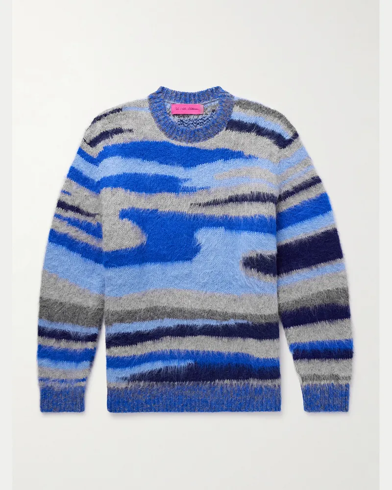 The Elder Statesman Pullover aus Jacquard-Strick aus einer Alpakawollmischung Blau